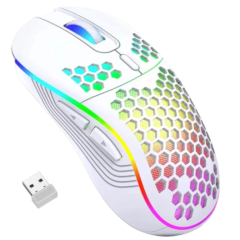 Wireless RGB Gaming Mouse with Adjustable DPI and Ergonomic Honeycomb Design – AuraOfTech
