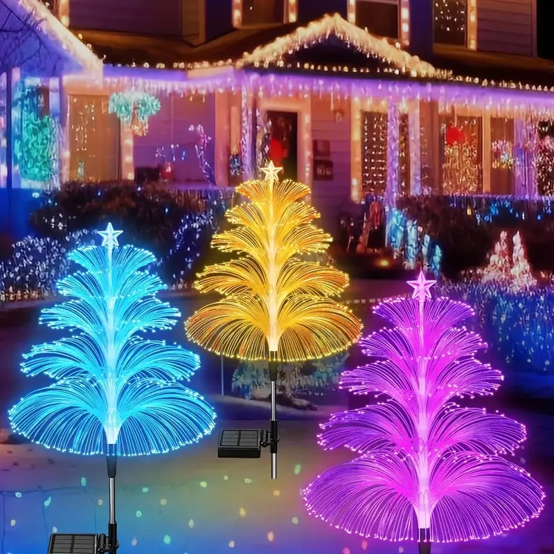 Christmas Tree Solar Garden Lights - Festive Multi-Colored Illumination – AuraOfTech