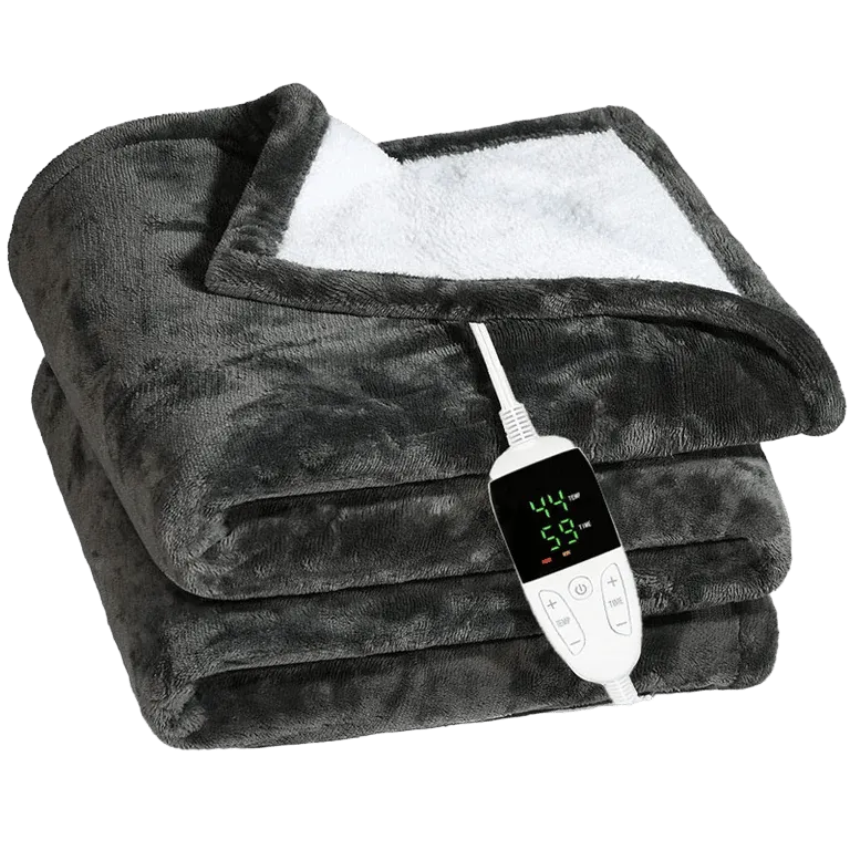 Electric Heated Blanket with Flannel & Sherpa – 6 Heat Settings, Auto-Off, Machine Washable – AuraOfTech
