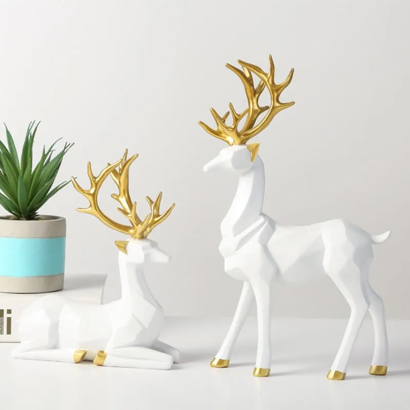 Origami Elk Resin Reindeer Figurines – AuraOfTech