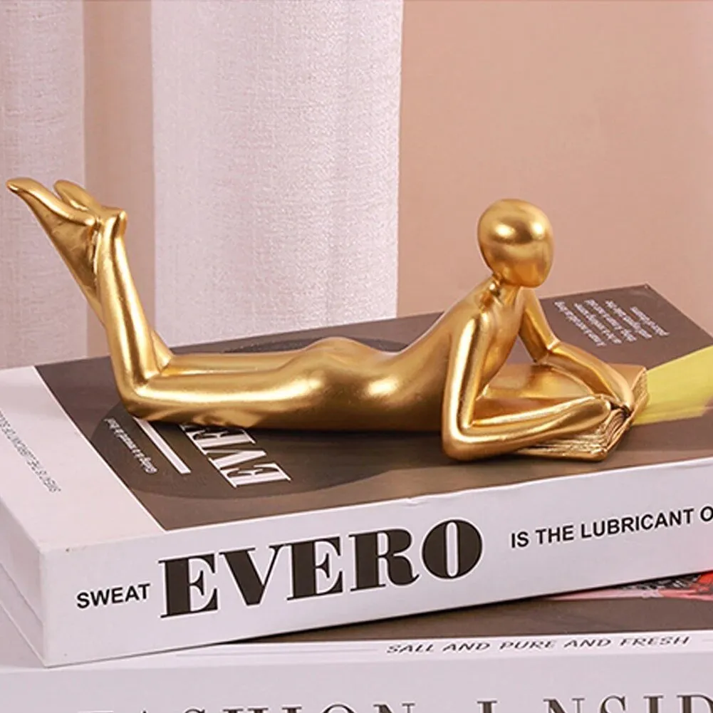 Nordic Style Reading Statue Home Decor Resin Collectible – AuraOfTech