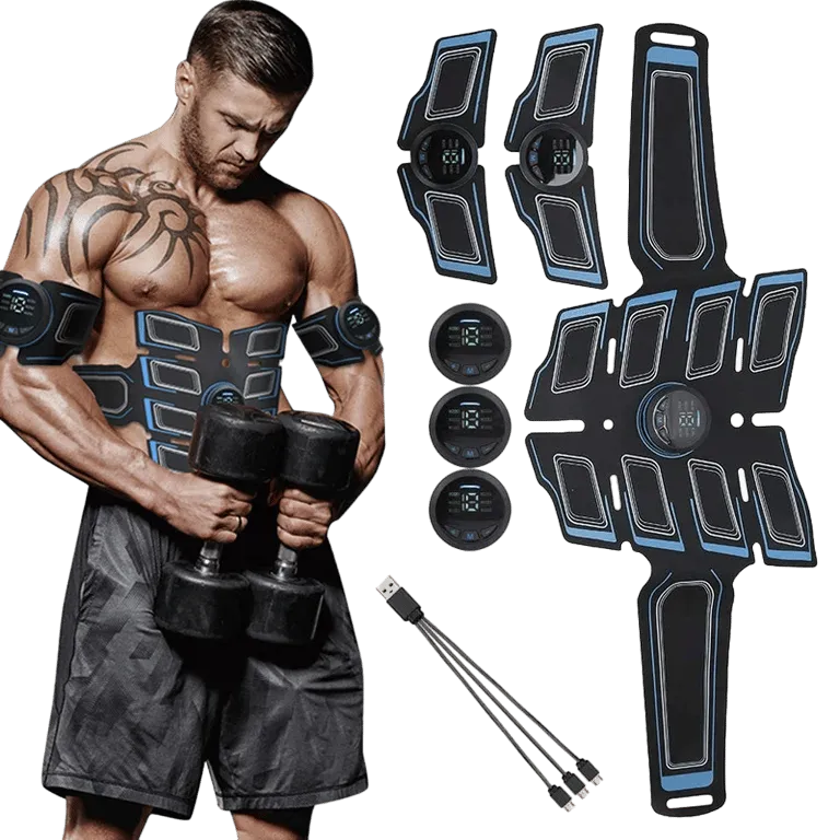 EMS Muscle Stimulator - 8 Pad Abs Trainer, Tones and Strengthens Abdominal Muscles – AuraOfTech
