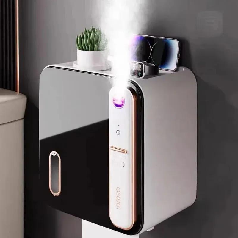 Black Wall Mounted Induction Aromatherapy Tissue Holder – AuraOfTech