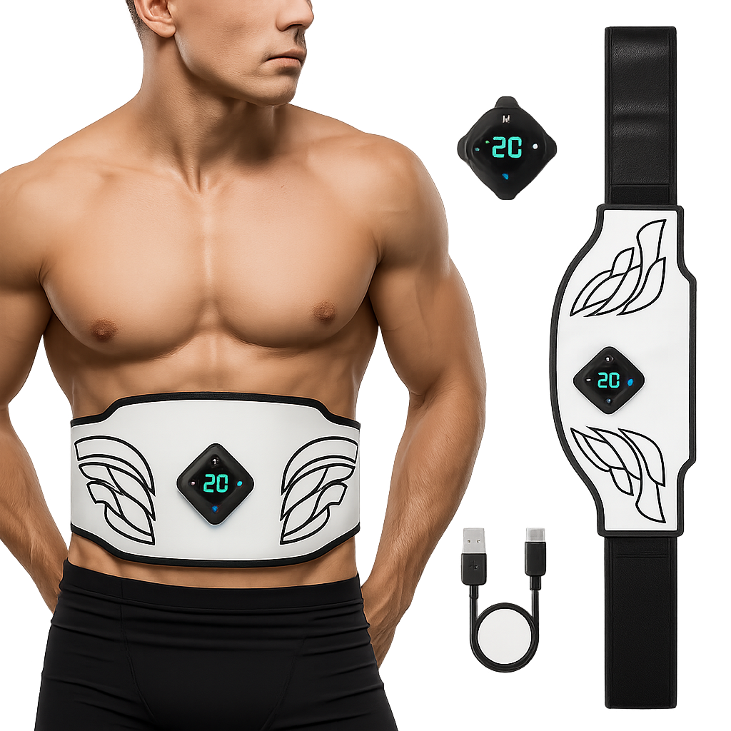 EMS Abdominal Belt Trainer with LCD Display – Advanced Muscle Toning & Fitness – AuraOfTech