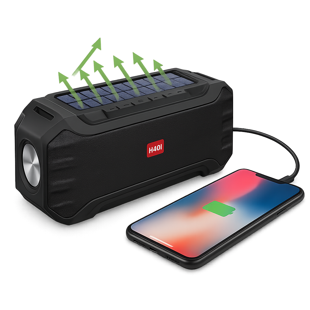 Mini Solar Wireless Speaker with 1200mAh Battery and Flashlight – AuraOfTech