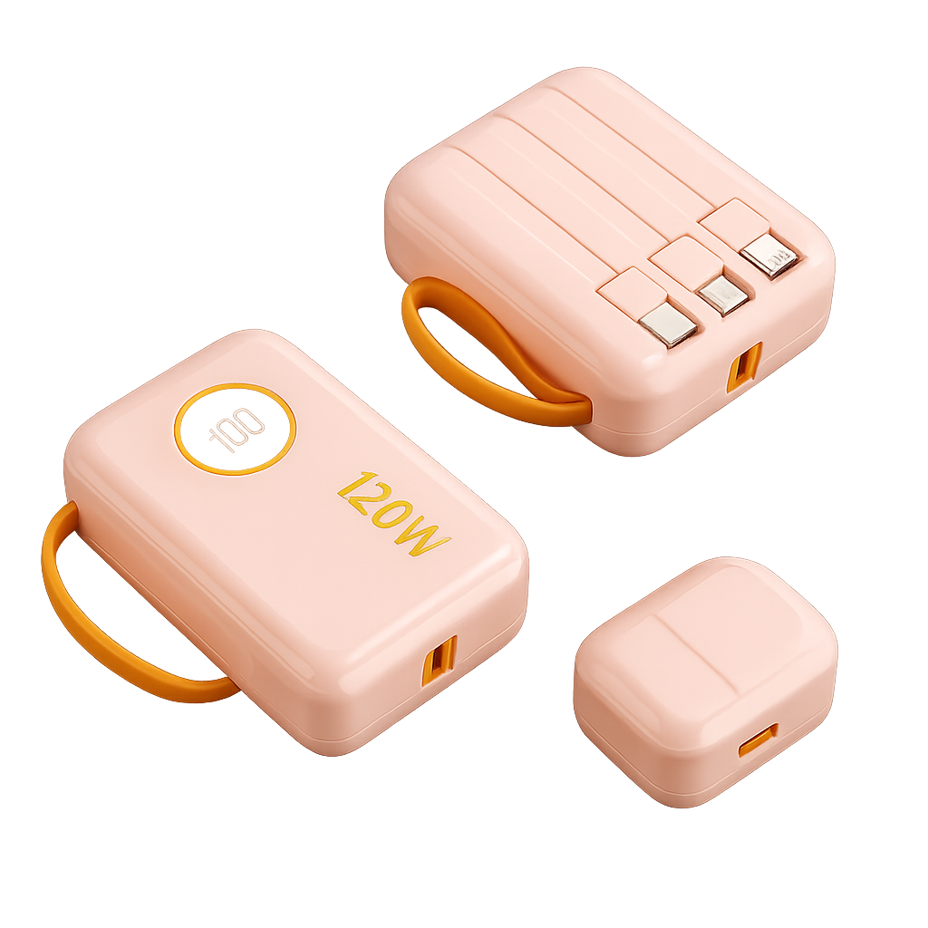 120W Power Bank with Digital Display & Built-in Cables – AuraOfTech