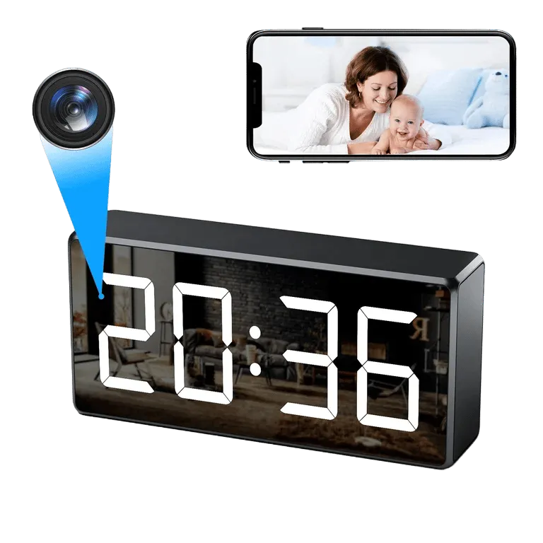 1080P HD WiFi Clock Camera with 166° Wide-Angle Lens and Night Vision – AuraOfTech