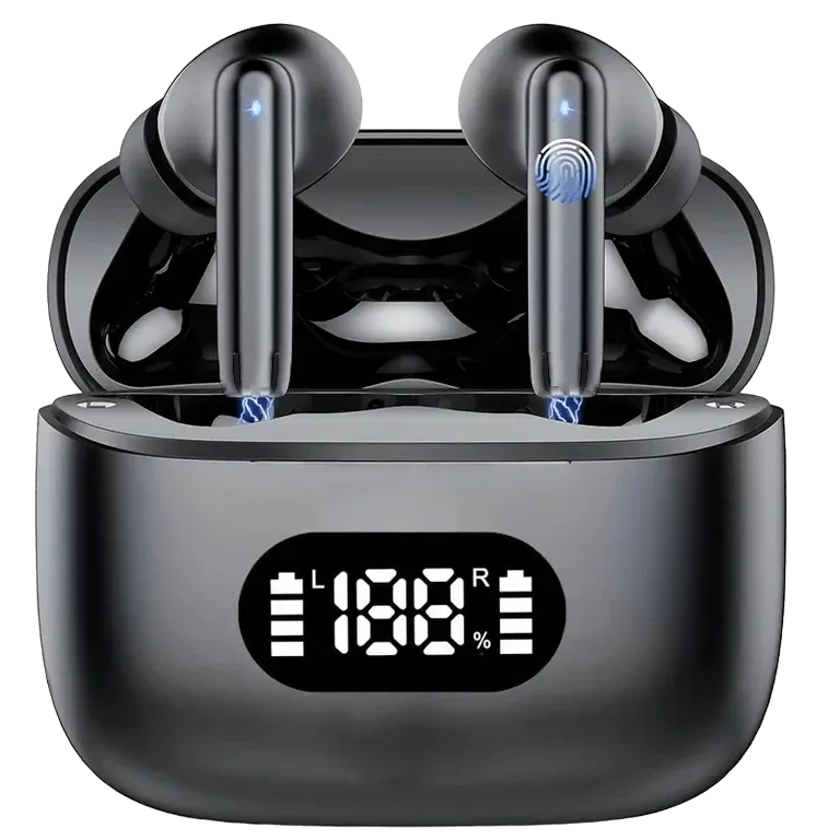 Wireless Earphone 40dB Noise Cancelling Bluetooth 5.3 with LED Display – AuraOfTech