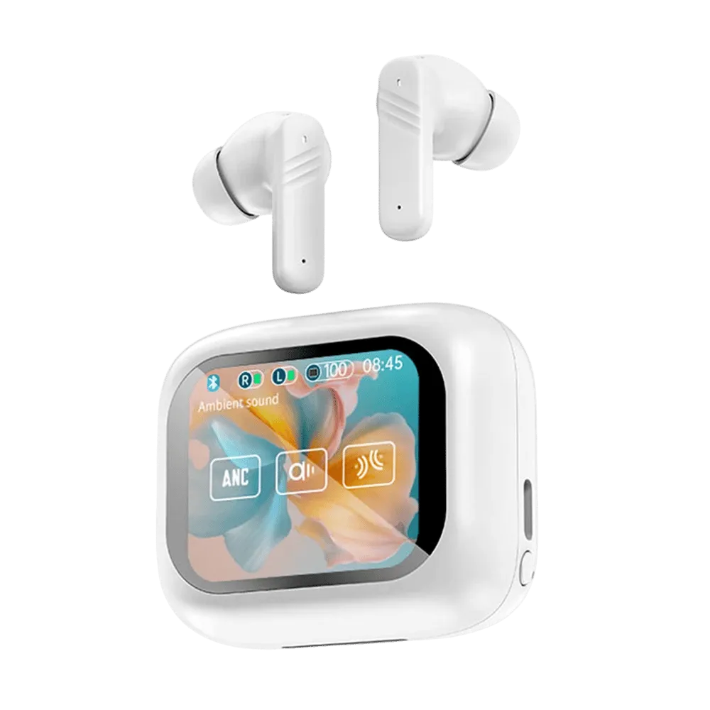 Touch Screen Bluetooth 5.3 Earbuds with ANC and ENC – AuraOfTech