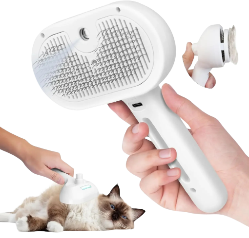 3-in-1 Electric Steam Cat Brush - Anti-Static Spray Comb for Grooming – AuraOfTech
