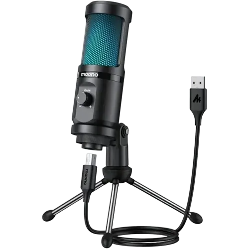 Condenser USB Microphone with Mesmerizing RGB Lighting – AuraOfTech
